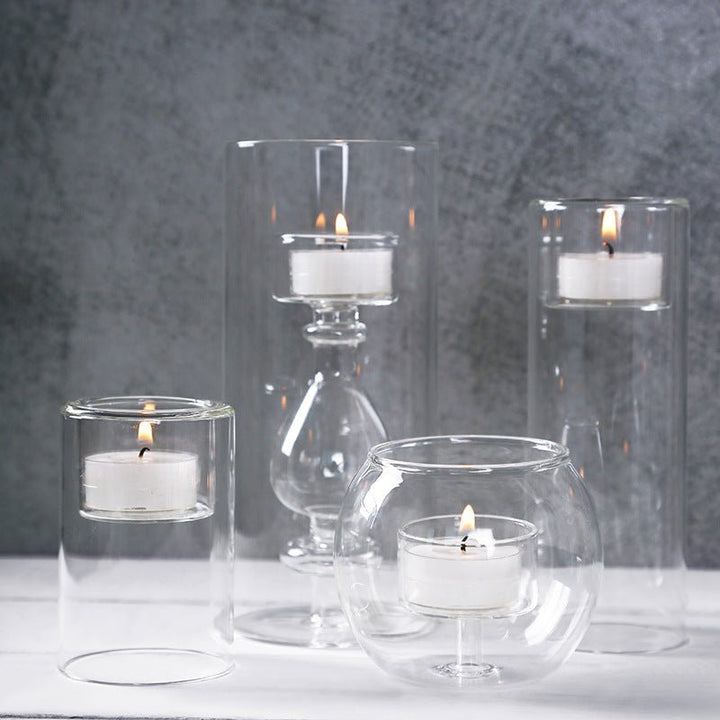 European Style Romantic Candlelight Dinner With Glass Candle Holder - RAZANSY